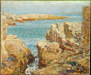 Cena costeira, ilhas de cardumes
