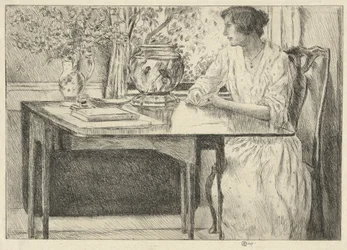 A Mesa Colonial (Holley House, Cos Cob) (recto); Paisagem com Celeiro (verso)