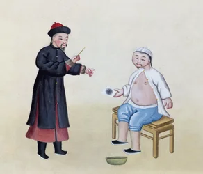 Um Acupunturista com seu paciente, c.1785 (wc no papel)