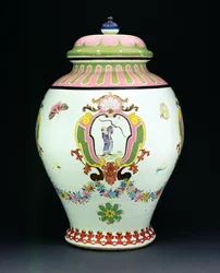 Cisterna pintada com um desenho de Cornelis Pronk (1691-1759) c.1730 (porcelana) (ver 206565 para bacia)