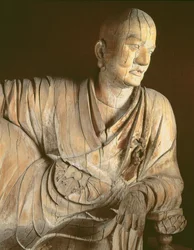 Figura de um lohan, dinastia de Yuan (1260-1368) (madeira)