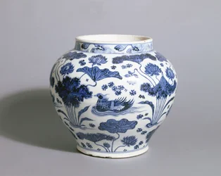 Jarra de Guan, Dinastia Yuan, meados do século XIV (porcelana)