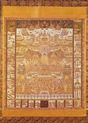 Kshitigarbha, Juiz do Inferno, de Dunhuang, Província de Gansu (pintura sobre seda)