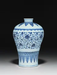 Vaso estilo Ming, Meiping, pintado no estilo do século 15