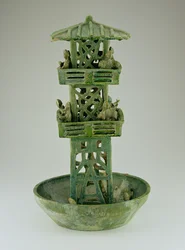 Modelo de uma torre de vigia, dinastia Han (206 aC-220 dC) (cerâmica vidrada)