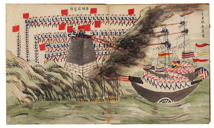 Cena de batalha naval nos fortes de Dagu ou Taku, Segunda Guerra do Ópio, 1859