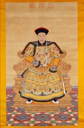 Retrato do imperador chinês Qianlong em cerimónia