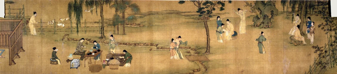 Encontro de eruditos num jardim de bambu