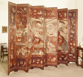 Biombo de Coromandel de dez folhas, «Cabeça de uma pessoa negra», chinês, finais do século XVII