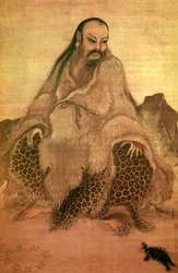Fu Xi (tinta e cor no papel)