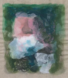 Composição abstrata II, 2023 (técnica mista - tinta acrílica e carvão sobre linho)