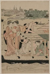 Festa náutica no rio Sumida, final dos anos 1780.