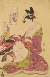 Oiran Hanaogi da casa Ogi-ya, da série: Seis poemas sobre belezas de Yoshiwara representadas como flores / Seiro bijin rokkasen