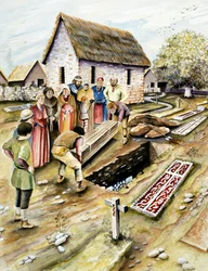 Enterro Viking em um cemitério, York, Yorkshire, século 10 c2000