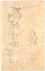 Menino com castiçal e menina de tricô