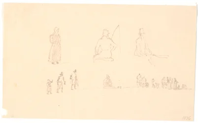 Duas linhas de esboços de figuras