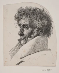 Retrato do mestre padeiro Købke; fragmento de: Folha com três retratos: o mestre padeiro Købke, Sophie Krohn e N. Feilberg