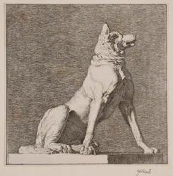 Um cão sentado segundo uma antiguidade em Charlottenborg