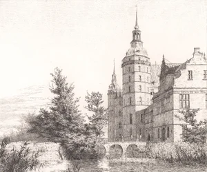 Castelo de Frederiksborg. Vista junto à Ponte da Casa da Moeda