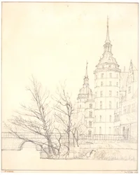 Castelo de Frederiksborg. Vista junto à ponte da Casa da Moeda
