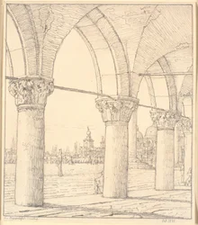 Parte da colunata sob o Palácio Ducal em Veneza