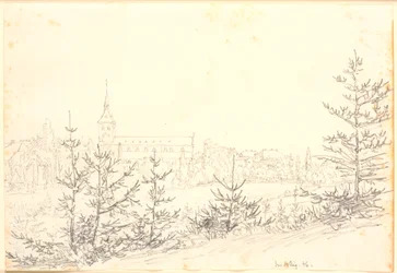 Igreja de St. Knud em Odense vista do pântano dos monges
