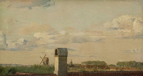 Vista de uma janela em Toldbodvej no castelo de Copenhaga. Por volta de 1833