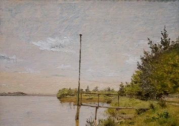 Estudo para "View of Lake Sortedam from Dosseringen Looking towards Nerrebro", c.1838 (óleo sobre papel)