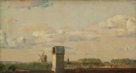 Vista de uma janela em Toldbodvej olhando para a Cidadela, c.1833 (óleo sobre papel colocado sobre tela)