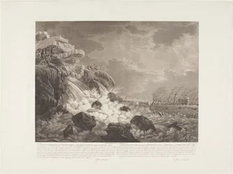 Vista da Dykrupture and Flooding at Bemmel por Nymegen em 21 de fevereiro de 1799 / Vue de L