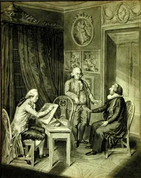 Christian Andreas Georg Stottrupp (1789-1835), Pastor Sturm e Philipp Emanuel Bach (1714-88) (tinta indiana sobre papel)
