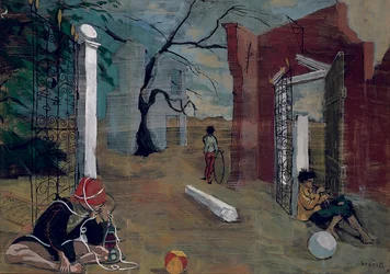 Cena de teatro (óleo sobre papel colocado em painel)