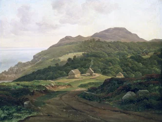 Na Costa Sueca, 1828 (óleo sobre papel a bordo)