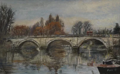 Para Sempre outono, Folhas Vermelhas - Ponte de Richmond, 2015 (óleo sobre tela)