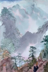 Montanhas das rosas, Shangri La, 2015 (aguarela sobre papel)