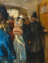 Albertine na sala de espera dos médicos da polícia
