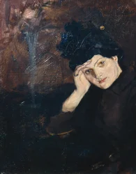 Albertine com um chapéu preto