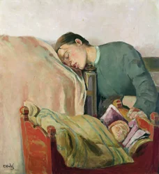 Mãe e filho (óleo sobre tela)