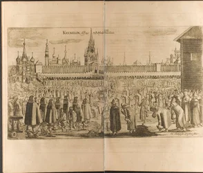 O burro anda no Kremlin de Moscou Ilustração de Travels to the Great Duke of Muscovy et