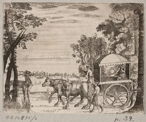 Carro de boi com um viajante europeu