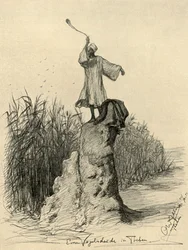 Homem assustando pássaros, Tebas, Egito, 1898.