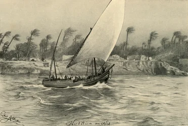 Tempestade do norte no rio Nilo, Egito, 1898.