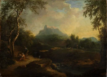 Paisagem montanhosa com ribeiro