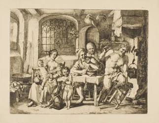 Sátira em casa de camponês, ao estilo de Jordaens