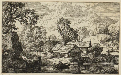 Duas casas de madeira junto à água