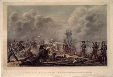 No campo de batalha de Borodino antes da aldeia Semenovsky, década de 1820