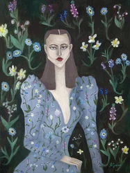 Mulher Elegante e Flores Silvestres