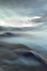 Paisagem abstrata em azul enevoado
