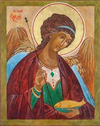 Ícone do Arcanjo Rafael, 2000 (têmpera de ovo, madeira, folha de ouro)