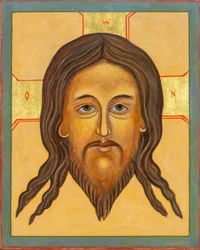 Ícone de Mandylion, 2010 (têmpera de ovo, folha de ouro, madeira)